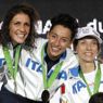Tennis, scherma e molto altro. Lo sport italiano  donna. Nella foto Elisa Di Francisca (al centro), Arianna Errigo (a sinistra) e Valentina Vezzali (Epa) 