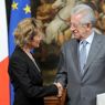 Monti con il presidente della Confederazione elvetica Eveline Widmer-Schlumpf (Ansa) 