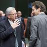Il presidente dell'Eurogruppo Jean-Claude Juncker con il ministro delle Finanze tedesco Jeroen Dijsselbloem (LaPresse) 