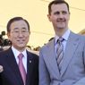 Il segretario generale delle Nazioni Unite, Ban Ki-moon, e il presidente siriano, Bashar al Assad (Afp) 