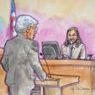 L'avvocato della Apple Harold Mcelhinny (s) in uno schizzo durante il processo tra Samsung e Apple. San Jose, California 31 luglio 2012. (Reuters) 