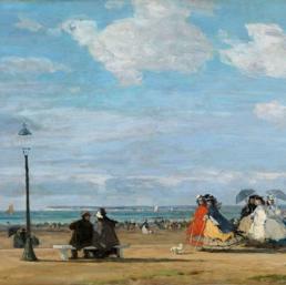 The Beach at Trouville; the Empress Eugenie. Boudin, Eugène Louis (1824 - 1898; French)