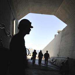 Nella foto il cantiere del tunnel del San Gottardo a Erstfeld (AFP Photo)