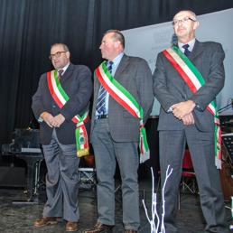 I tre sindaci cuneesi vincitori dell'oro antiburocrazia: Mario Riu (Caramagna Piemonte), Livio Acchiardi (Dronero) e Gianfranco Ellena (Villar San Costanzo)