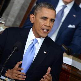 Nella foto il presidente degli Stati Uniti, Barack Obama, mentre pronuncia il suo discorso sullo Stato dell'Unione (AFP Photo)