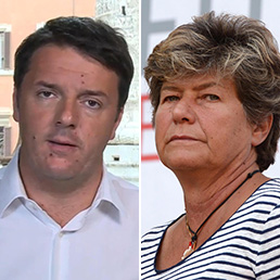 Il presidente del Consiglio Matteo Renzi e il segretario della Cgil Susanna Camusso