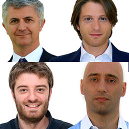 Marco Bicocchi Pichi (Co-founder & marketing director), Nino Lo Iacono (CEO), Francesco Patronaggio (Web Developer) e Andrea Picchi (UX Designer)