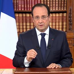 Il presidente francese, Francois Hollande, durante il discorso in tv (AFP Photo)