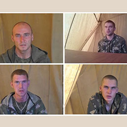 I quattro uomini autoidentificatisi come soldati russi catturati in Ucraina (Reuters)