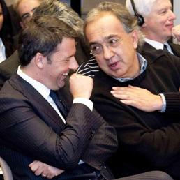 Matteo Renzi e Sergio Marchionne (Ansa)