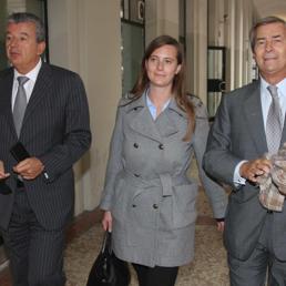 Tarak Ben Ammar (S), Vincent Bolloré e la figlia Marie (foto Ansa)