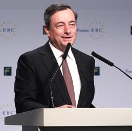 L’intervento di Mario Draghi al congresso di Francoforte (Afp)