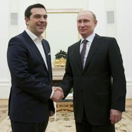 Alexis Tsipras e Vladimir Putin al Cremlino (Epa)
