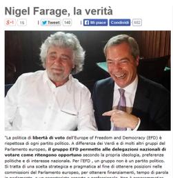 Beppe Grillo e Nigel Farage (Ansa)