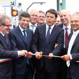 Un momento dell' inaugurazione dell'Autostrada A35 Brebemi (Ansa)