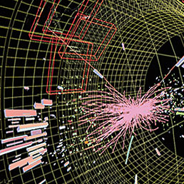 Nella foto una collisione fra protoni all'Lhc di Ginevra, che potrebbe contenere una particella di Higgs. Questa collisione  stata registrata il 25 maggio 2011