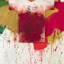 Hermann Nitsch, Schuttbild, 1990, olio su tela e abito, cm 200 x 300. Mart, Rovereto