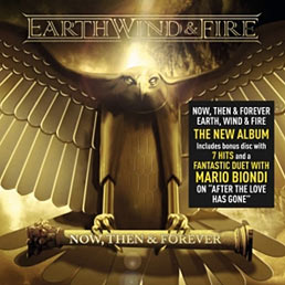 La copertina del nuovo cd degli Earth, Wind & Fire: "Now, Then & Forever"
