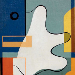 Carla Badiali, Composizione, 1937, olio su cartone telato, esposto da Cardelli e Fontana