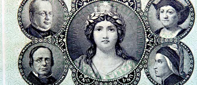 Banconota da 1 lira della Banca Nazionale nel Regno d'Italia (1869, Museo della Moneta)