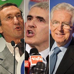 Gianfranco Fini (Fli), Pierferdinando Casini (Udc) and Mario Monti (Civic List for Monti)