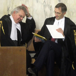 Berlusconi's lawyers, Piero Longo (L), Nicolò Ghedini (R)