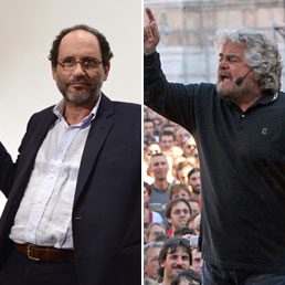 Antonio Ingroia (Civil Revolution-Ingroia List) and Beppe Grillo (Movimento 5 Stelle)