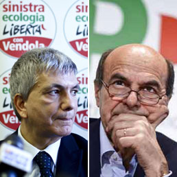 Nichi Vendola (Sel) and Pier Luigi Bersani (Pd)