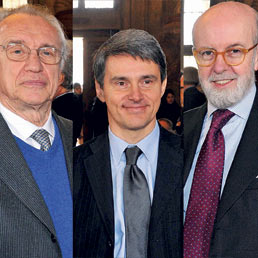 Il vertice di Intesa Sanpaolo, Giovanni Bazoli, Andrea Beltratti e Enrico Cucchiani