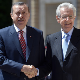 Giorgio Napolitano e Recep Tayyip Erdogan (Afp)
