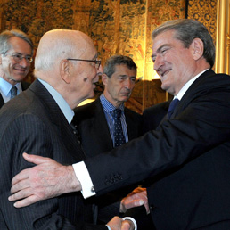 Giorgio Napolitano e Sali Berisha (Ansa)