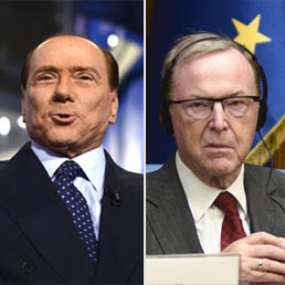 Silvio Berlusconi (s); il presidente del Ppe Wilfred Martens (d)
