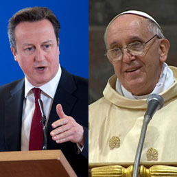 Il premier britannico David Cameron e Papa Francesco I