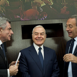Pierluigi Celli, Mauro Moretti, Gianni Letta e Antonio Catricalà, a Roma durante la premiazione dei progetti vincitori del Concorso di ItaliaCamp