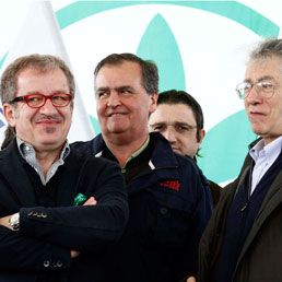 Roberto Maroni, Roberto Calderoli e Umberto Bossi (Lapresse)