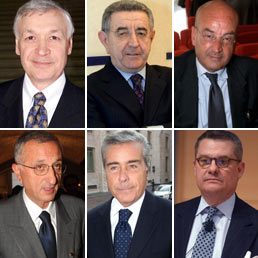 Da sinistra in alto, Mauro Sentinelli, Mauro Gambaro, Alberto De Petris, in basso, Vito Gamberale, Alberto Giordano e Federico Imbert