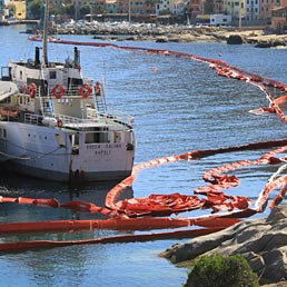 La zona dove si immergeranno i sommozzatori per cercare i resti dei due dispersi della Costa Concordia nelle acque dell'isola del Giglio (Ansa)