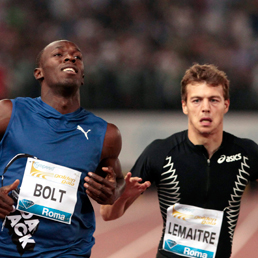 Usain Bolt vince su Christophe Lemaitre (Ap Photo)