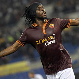 Nella foto l'esultanza del romanista Gervinho, autore di una doppietta contro il Bologna (Ansa)