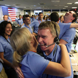 I festeggiamenti al Jet Propulsion Laboratory