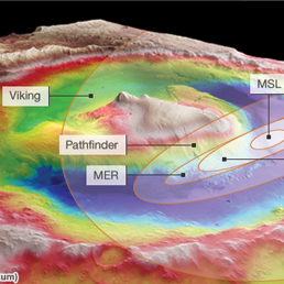 L'immagine mostra l'altimetri del cratere Gale, dove  atterrato Curiosity