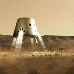 Chi arriva prima su Marte? La corsa allo spazio è ripartita. Nella foto la prima capsula di MarsOne atterra su Marte nel 2023.