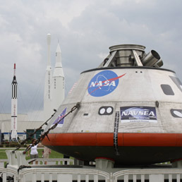 Uno dei prototipi della nuova capsula Orion di NASA. Con questa si trasporteranno, per la prima volta dal 1972, astronauti fino alla Luna e oltre