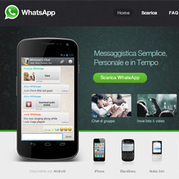 La home page del sito Whatsapp
