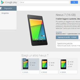 Il Nexus 7 in vendita in Italia anche su Google Play