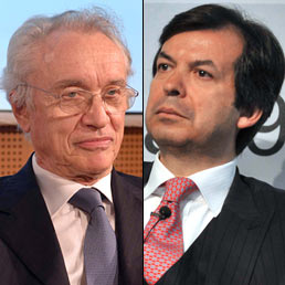 Giovanni Bazoli (a sinistra) e Carlo Messina (Imagoeconomica)