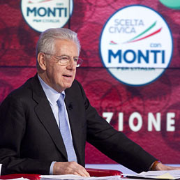 Mario Monti, leader di Scelta Civica, nel suo appello al voto su Rai Parlamento. (Ansa)